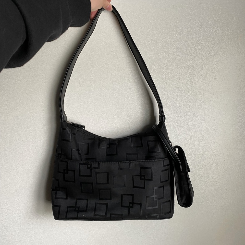 1990s / Early 2000s Black Fabric Purse with Flip Phone Case